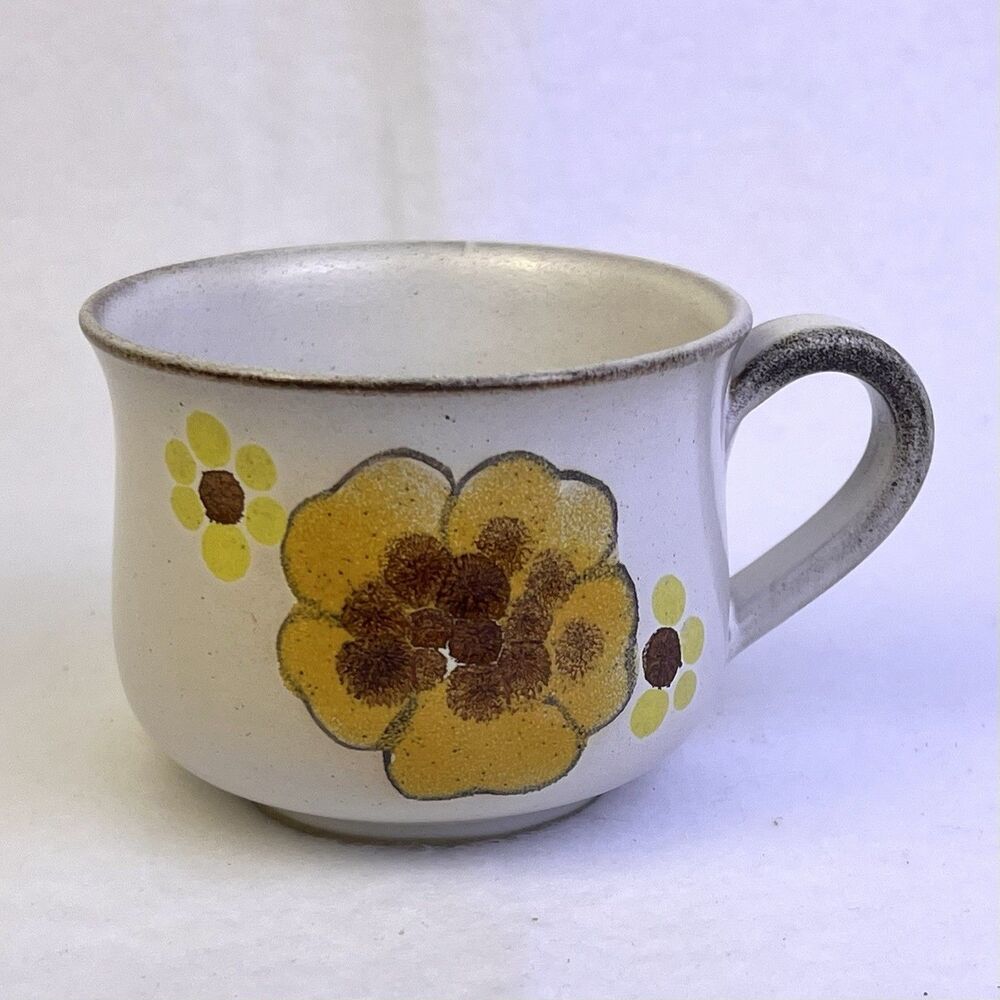 Vtg Denby Minstrel Teacup Stoneware Speckled Floral Made In England